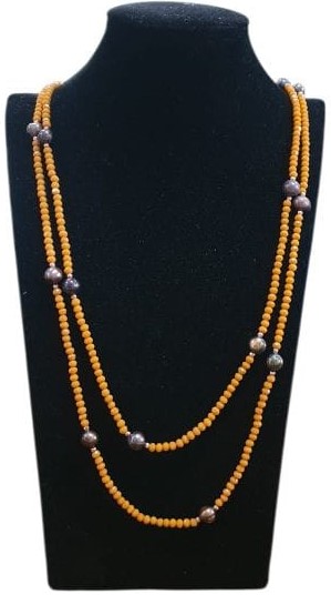 Collana cristallo ruggine e perle di fiume scure - ECO 19