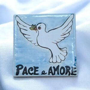 Mattonella in ceramica colomba pace e amore