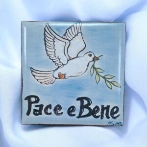 Mattonella in ceramica Colomba "Pace e Bene"